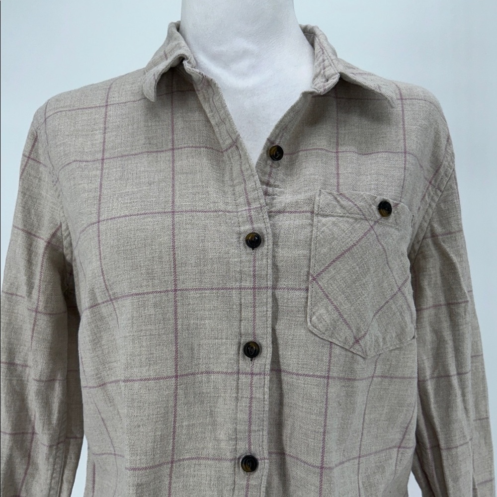 Patagonia Gray and Pink Organic Cotton Shirt Worn W's Heywood Flannel Shirt SZ 6 - Picture 4 of 10